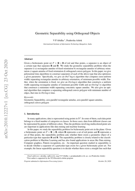 Geometric Separability Using Orthogonal Objects