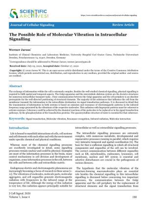 The Possible Role of Molecular Vibration in Intracellular Signalling