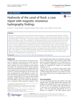 Hydrocele of the Canal of Nuck: a Case Report with Magnetic Resonance
