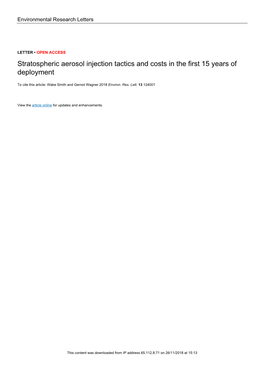 Stratospheric Aerosol Injection Tactics and Costs in the First 15 Years of Deployment