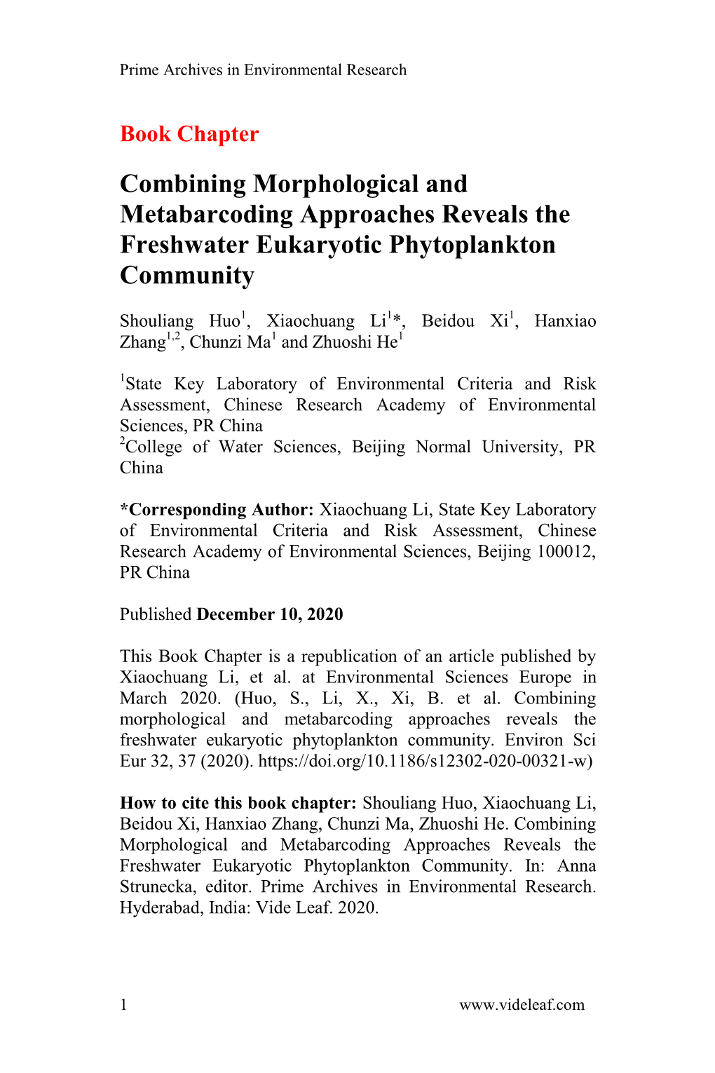 Combining Morphological and Metabarcoding Approaches Reveals the Freshwater Eukaryotic Phytoplankton Community