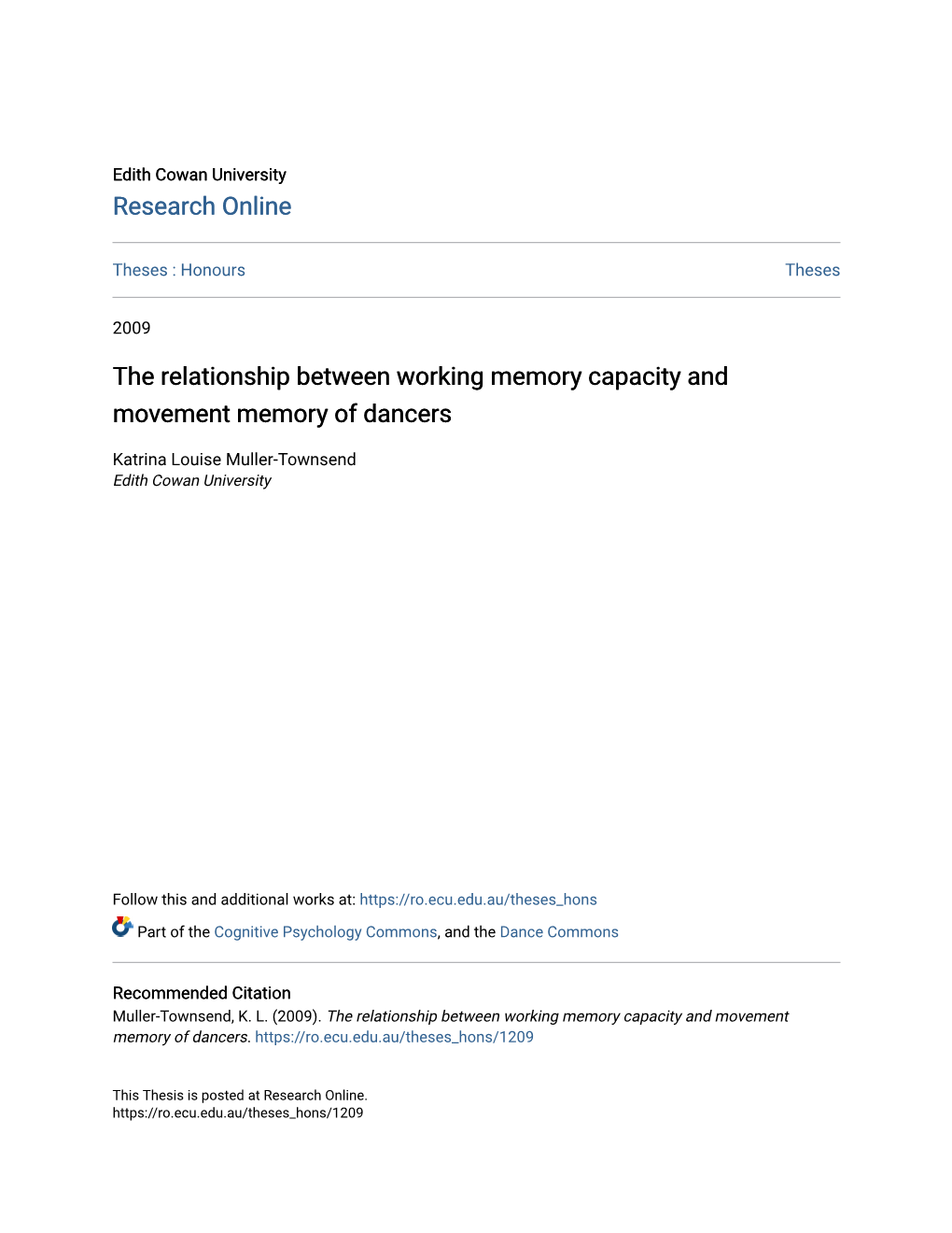 The Relationship Between Working Memory Capacity and Movement Memory of Dancers