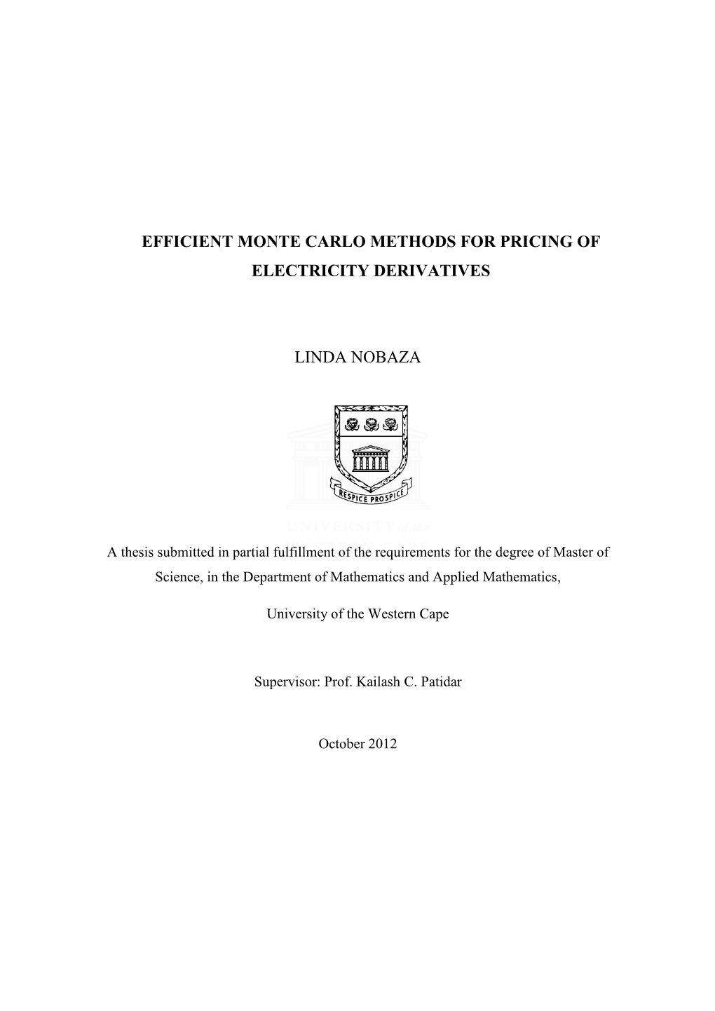 Efficient Monte Carlo Methods for Pricing of Electricity Derivatives