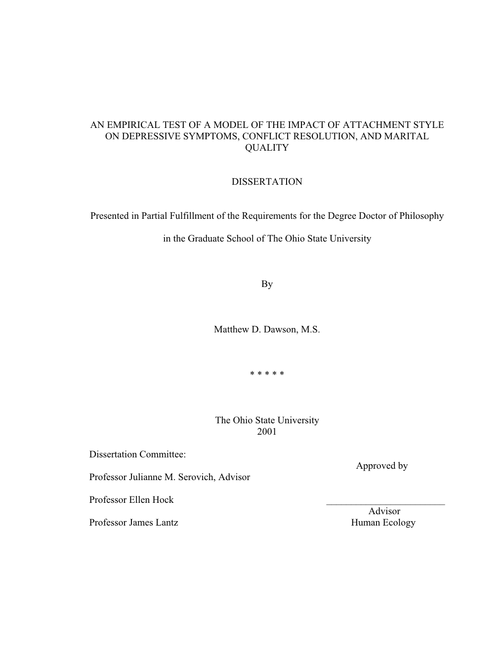 An Empirical Test of a Model of the Impact of Attachment Style on Depressive Symptoms, Conflict Resolution, and Marital Quality