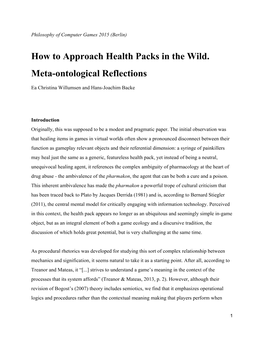 How to Approach Health Packs in the Wild. Metaontological Reflections