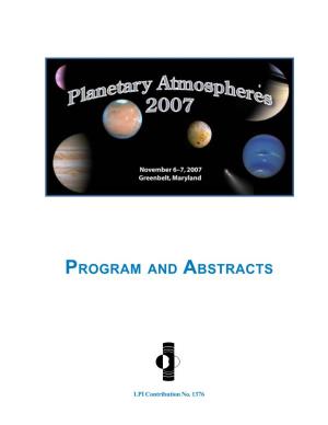 Workshop on Planetary Atmospheres, P