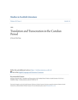 Translation and Transcreation in the Castalian Period J