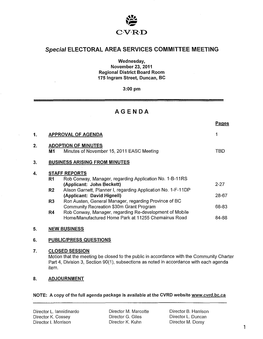 Special ELECTORAL AREA SERVICES COMMITTEE MEETING