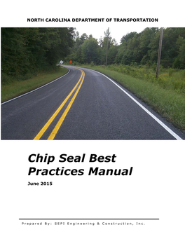 Chip Seal Best Practices Manual