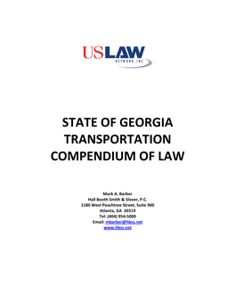 State of Georgia Transportation Compendium of Law