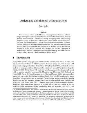 Articulated Definiteness Without Articles