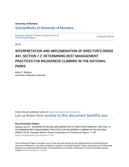 Determining Best Management Practices for Wilderness Climbing in the National Parks