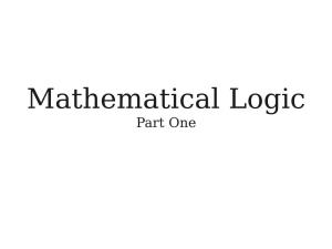 Mathematical Logic Part One