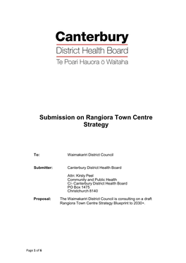 Submission on Rangiora Town Centre Strategy