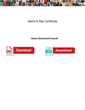 Name a Star Certificate