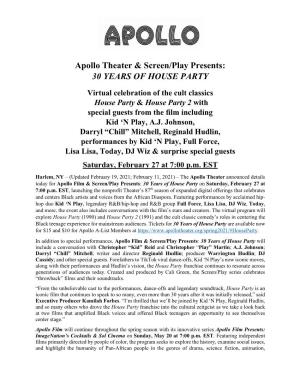 Apollo Theater & Screen/Play Presents: 30 YEARS of HOUSE PARTY