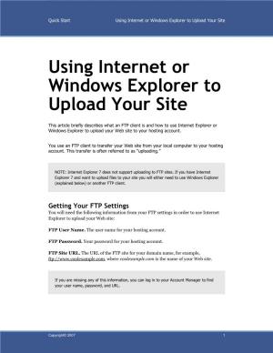 Using Internet Or Windows Explorer to Upload Your Site