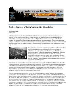 The Development of Safety Training After Mann Gulch