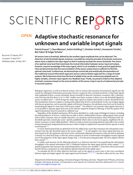 Adaptive Stochastic Resonance for Unknown and Variable Input Signals