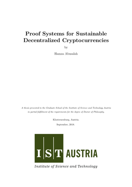 Proof Systems for Sustainable Decentralized Cryptocurrencies By