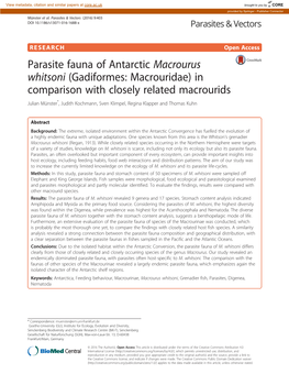 Parasite Fauna of Antarctic Macrourus Whitsoni