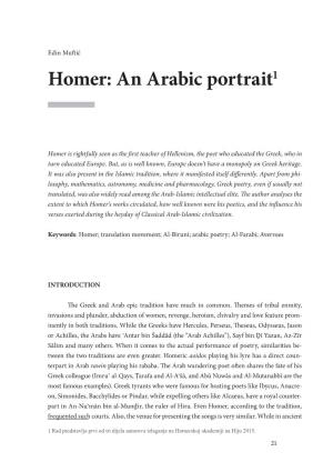Homer: an Arabic Portrait1