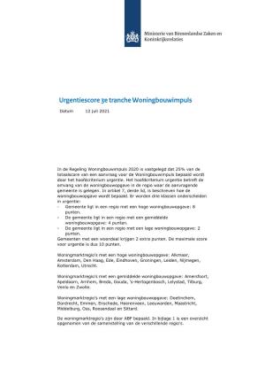 Urgentiescore Woningbouwimpuls 12 Juli 2021
