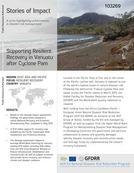 Supporting Resilient Recovery in Vanuatu After Cyclone Pam Public Disclosure Authorized