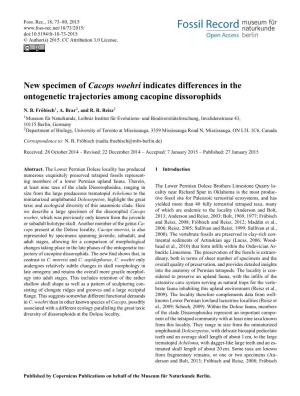 New Specimen of Cacops Woehri Indicates Differences in the Ontogenetic Trajectories Among Cacopine Dissorophids