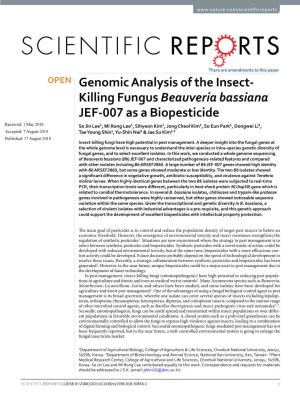 Killing Fungus Beauveria Bassiana JEF-007 As a Biopesticide