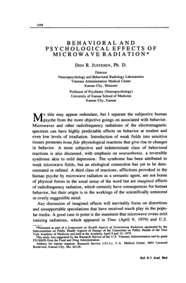 Behavioral and Psychological Effects of Microwave Radiation* Don R