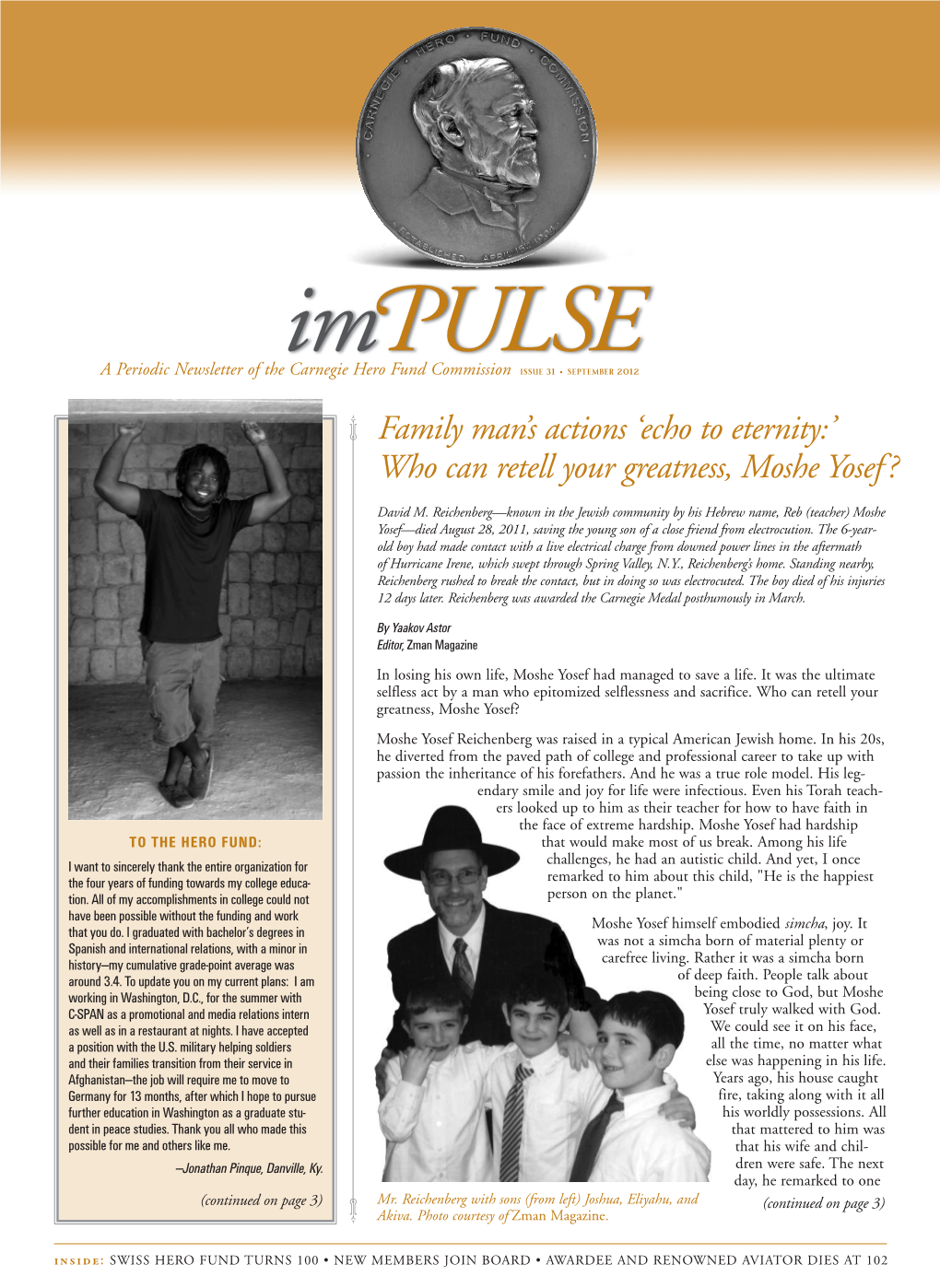 Im ULSEISSUE 31 • SEPTEMBER 2012 a Periodic Newsletter of the Carnegie Hero Fund Commission