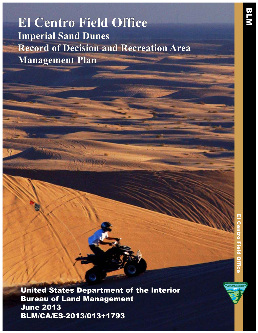 BLM El Centro Imperial Sand Dunes Recreation Area Management Plan