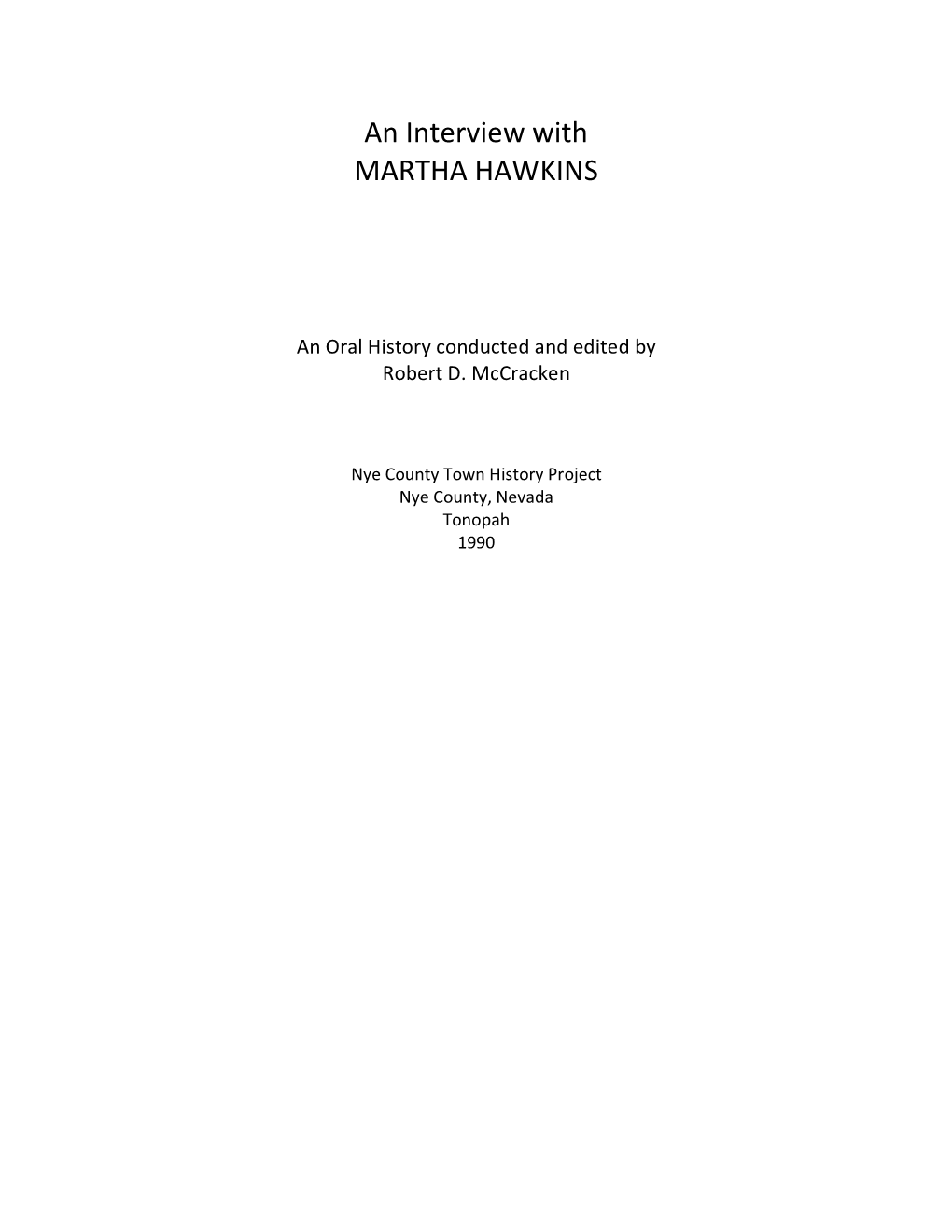An Interview with MARTHA HAWKINS