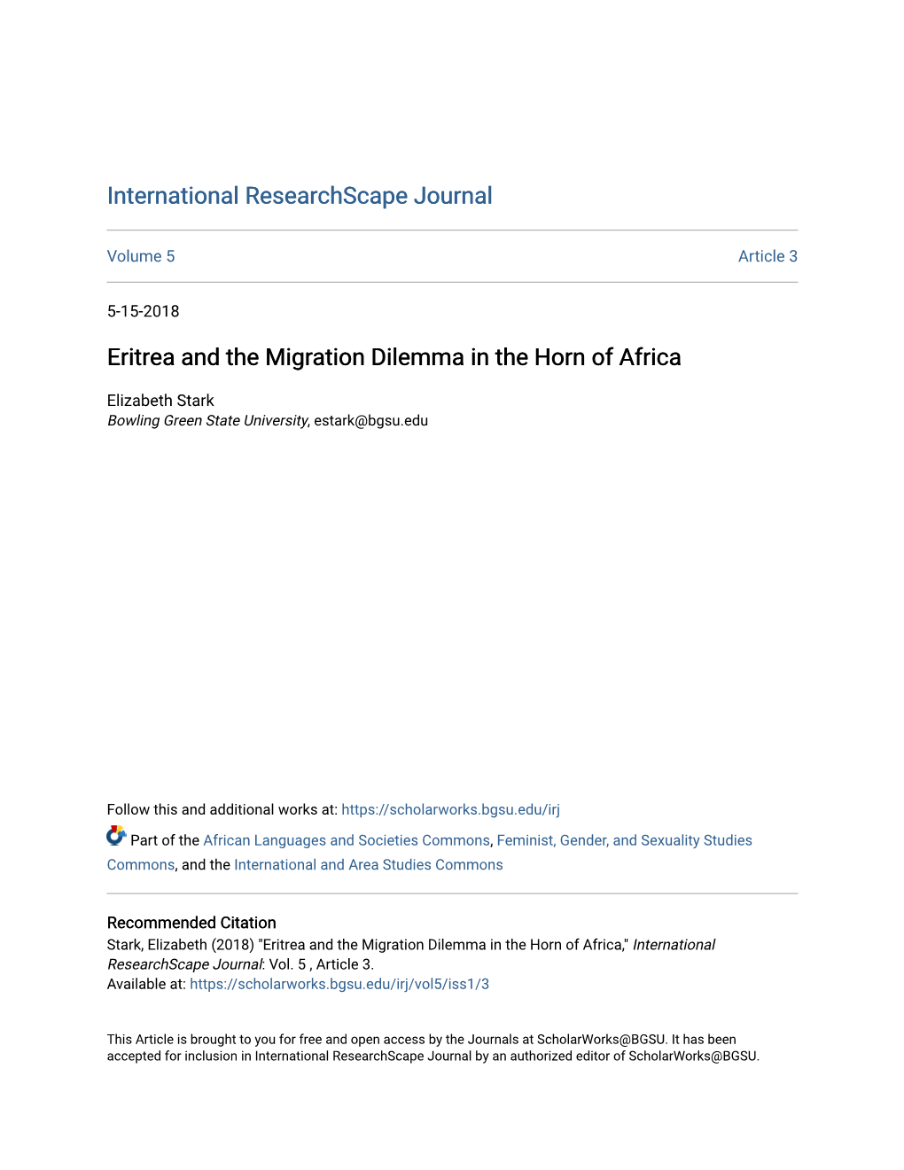 Eritrea and the Migration Dilemma in the Horn of Africa