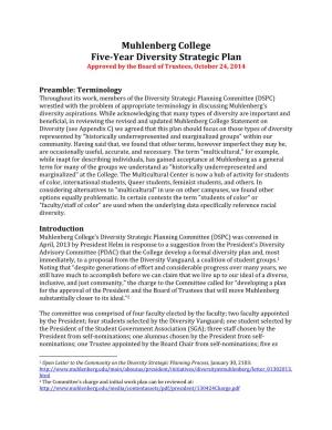 Muhlenberg College Five-Year Diversity Strategic Plan