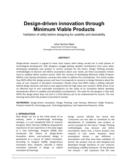 Design-Driven Innovation Through Minimum Viable Products Validation of Utility Before Designing for Usability and Desirability