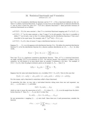 34. Statistical Functionals and V-Statistics Lehmann §6.1, 6.2