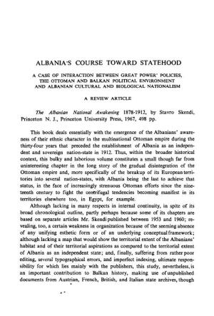 Albania's Course Toward Statehood