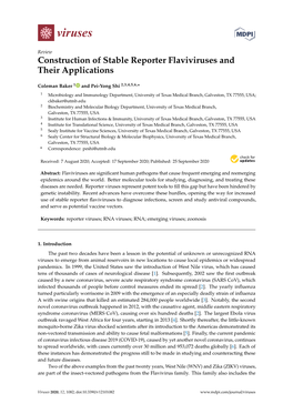 Construction of Stable Reporter Flaviviruses and Their Applications