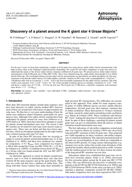 Discovery of a Planet Around the K Giant Star 4 Ursae Majoris