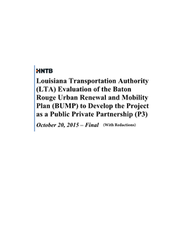 (LTA) Evaluation of the Baton Rouge Urban Renewal and Mobility Plan