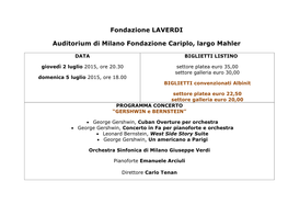 Fondazione LAVERDI Auditorium Di Milano Fondazione Cariplo, Largo