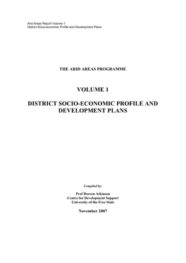 Volume 1 District Socio-Economic Profile and Development Plans