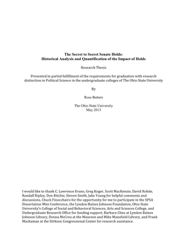 The Secret to Secret Senate Holds: Historical Analysis and Quantification of the Impact of Holds