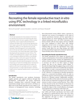 VIEW Recreating the Female Reproductive Tract in Vitro Using Ipsc Technology in a Linked Microfl Uidics Environment