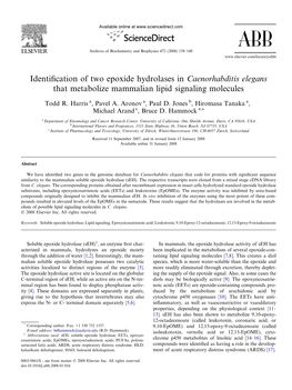 Identification of Two Epoxide Hydrolases in Caenorhabditis