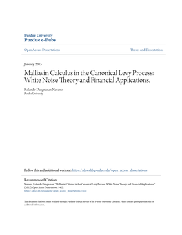 Malliavin Calculus in the Canonical Levy Process: White Noise Theory and Financial Applications