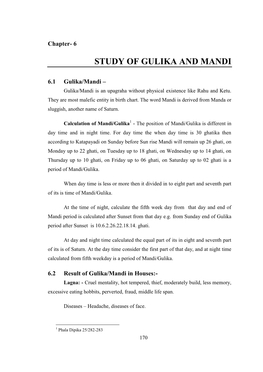 Study of Gulika and Mandi