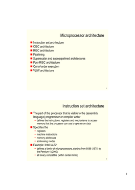 Microprocessor Architecture Instruction Set Architecture